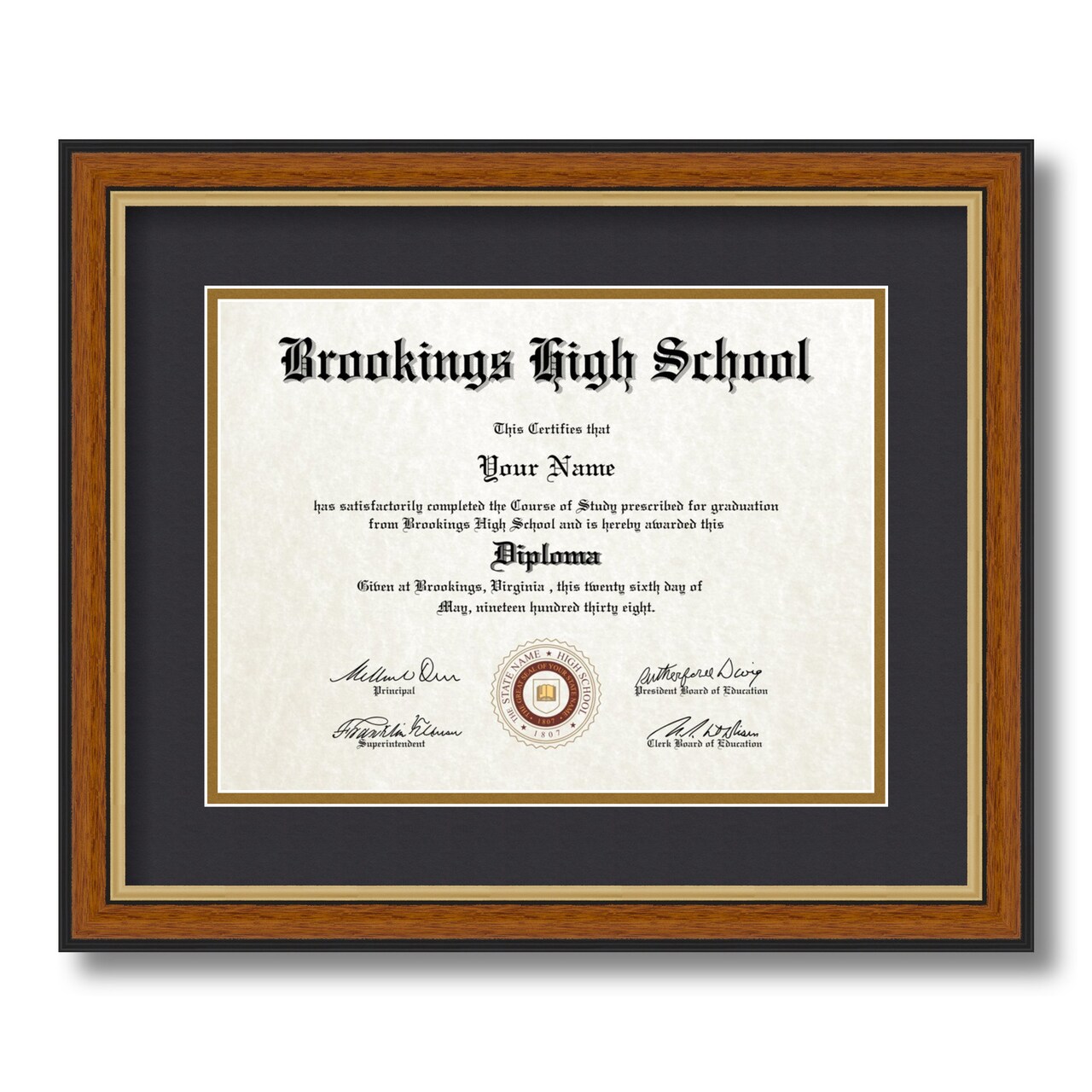ArtToFrames 9x12 inch Diploma Frame - Framed with Black and Gold Mats, Comes with Regular Glass and Sawtooth Hanger for Wall Hanging (D-9x12)